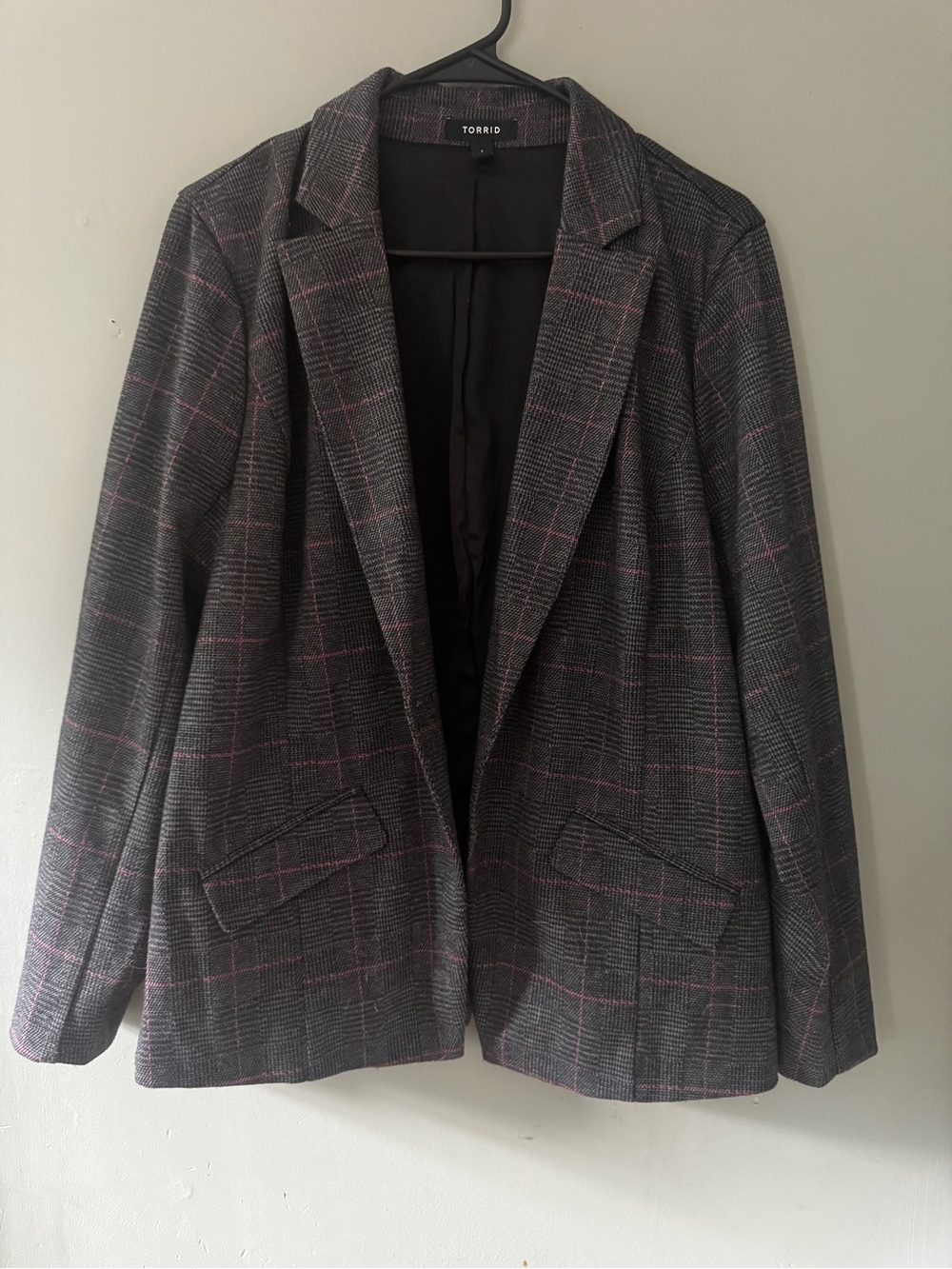 torrid Gray Plaid Blazer with Pink Windowpane